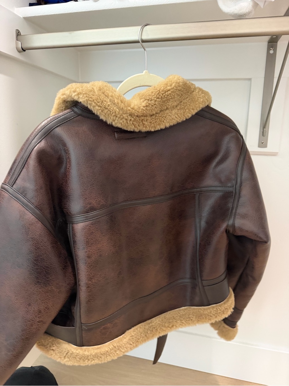 Men's Brown Shearling Aviator Jacket - Brand Unspecified